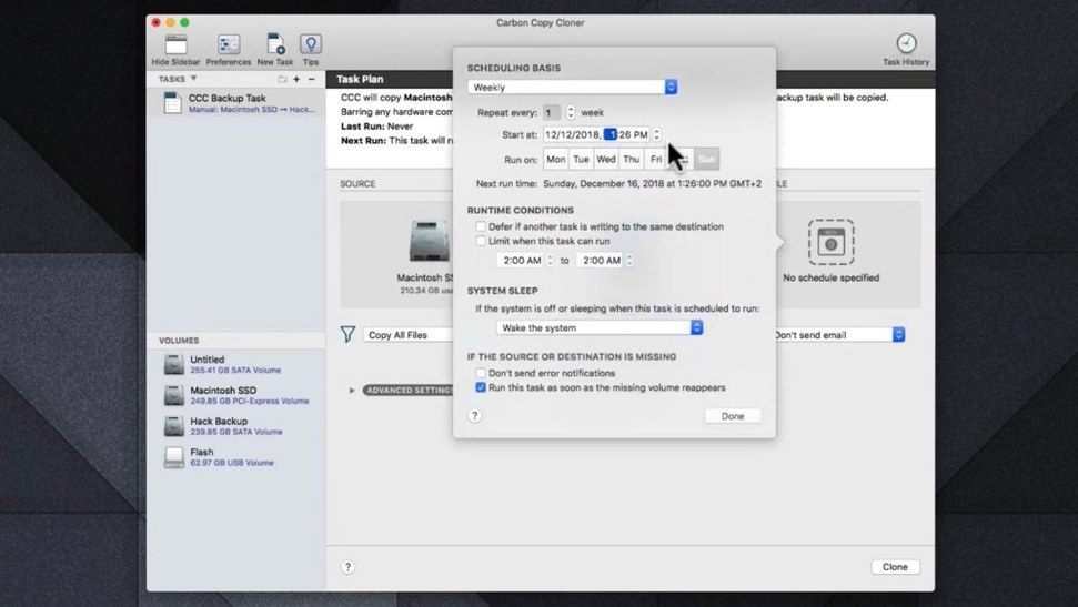 Carbon Copy Cloner UI, 4 of 4 Carbon Copy Cloner feature view 4