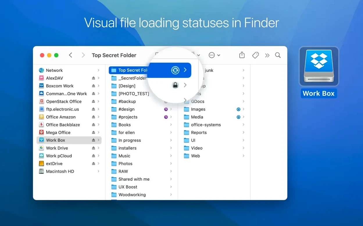 CloudMounter UI, 2 of 5 CloudMounter feature view 2