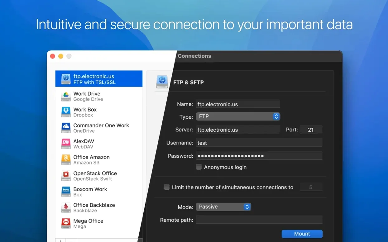 CloudMounter UI, 4 of 5 CloudMounter feature view 4
