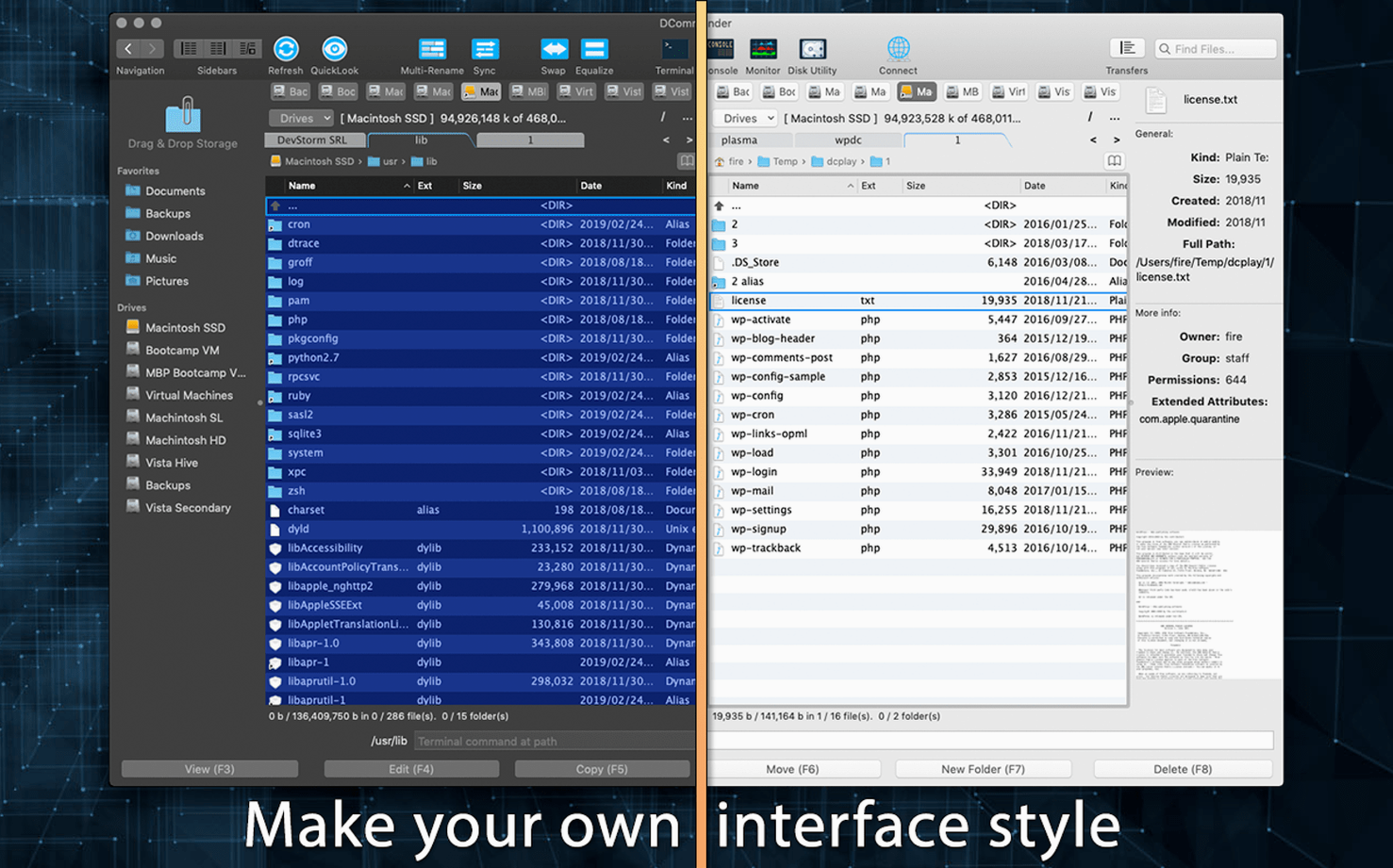 DCommander UI, 3 of 4 DCommander feature view 3