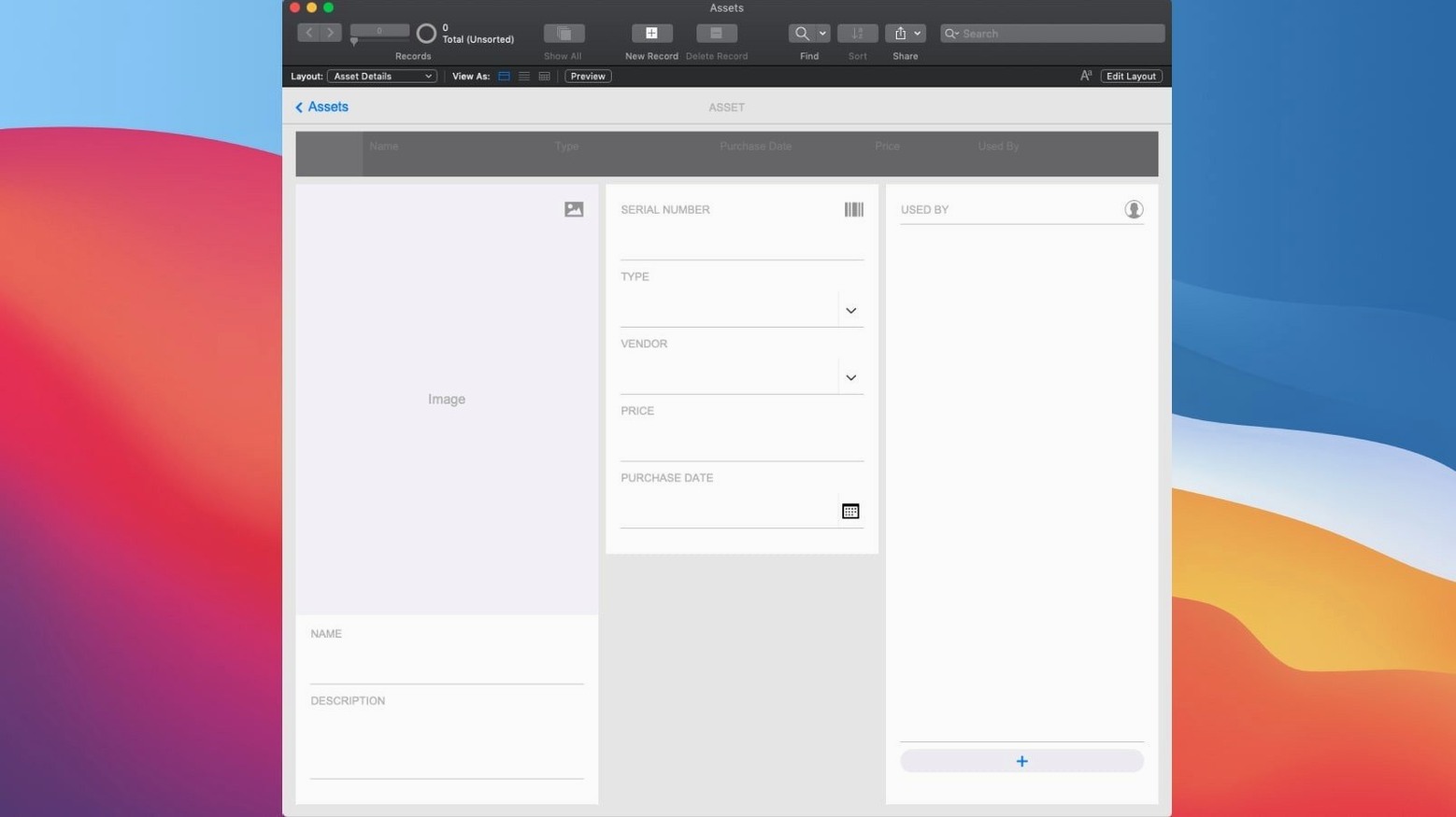 FileMaker Pro UI, 3 of 4 FileMaker Pro feature view 3