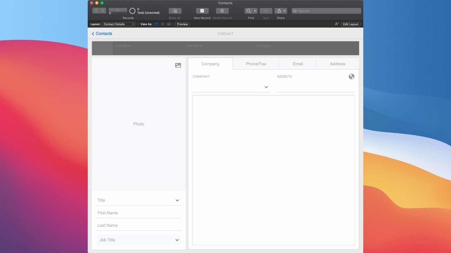 FileMaker Pro UI, 4 of 4 FileMaker Pro feature view 4