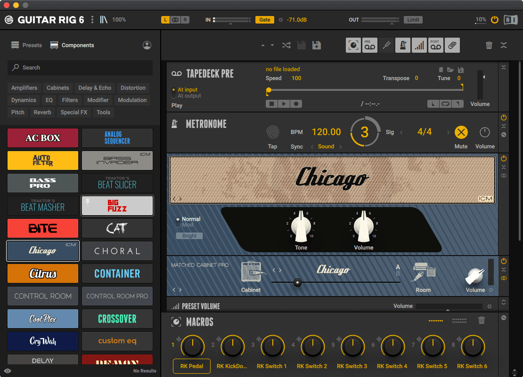 Guitar Rig UI, 1 of 3 guitar rig pro crack — app window