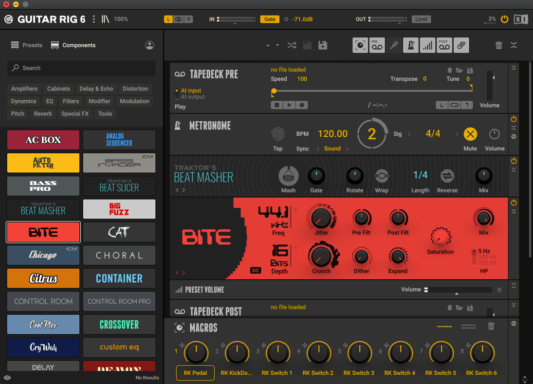 Guitar Rig UI, 2 of 3 Guitar Rig feature view 2
