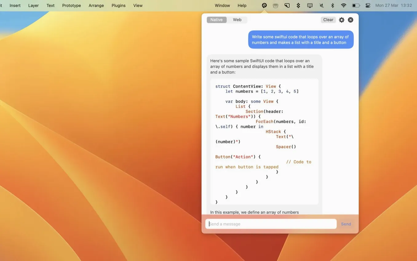 MacGPT UI, 3 of 5 MacGPT feature view 3