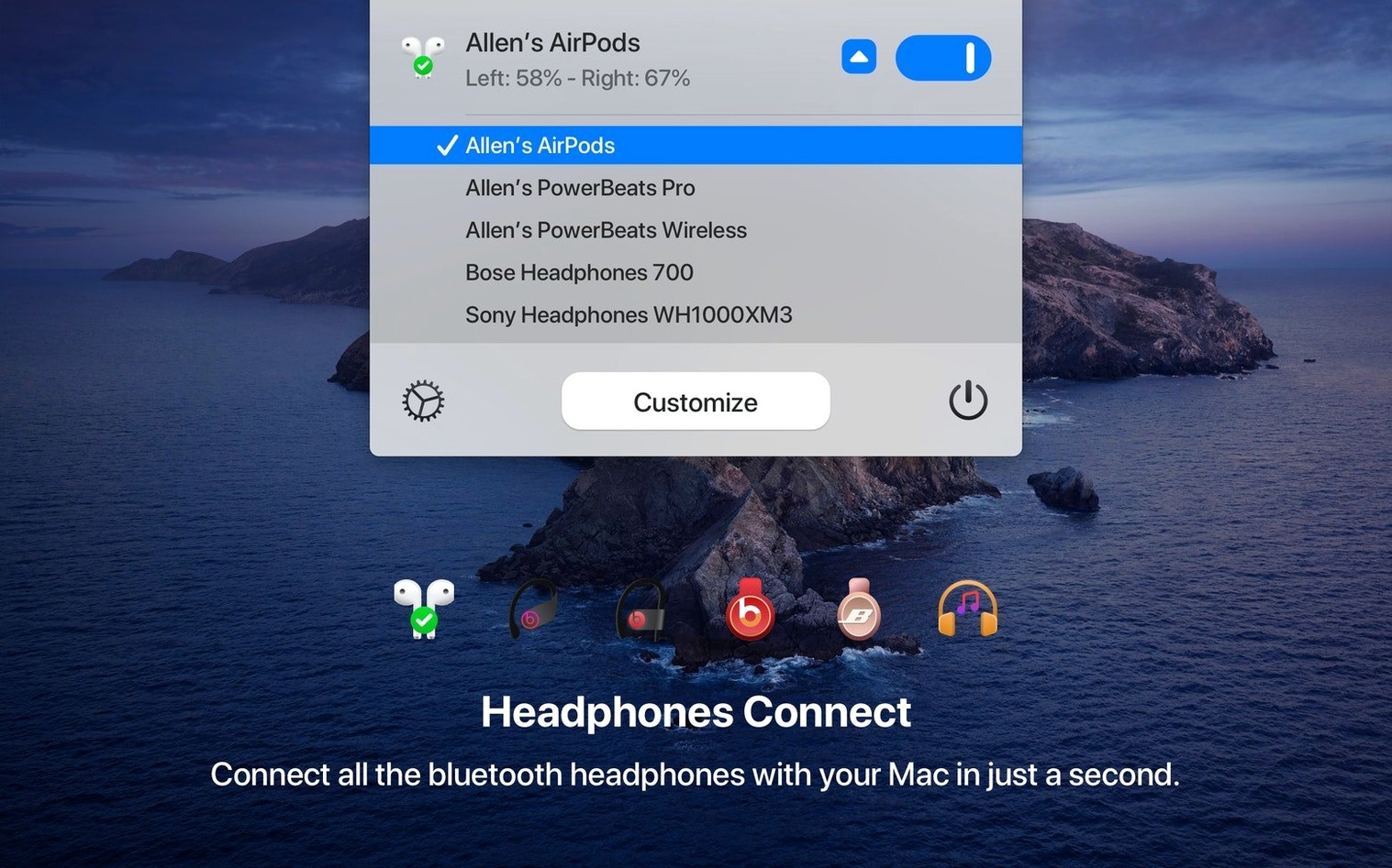 One Switch UI, 3 of 4 One Switch feature view 3