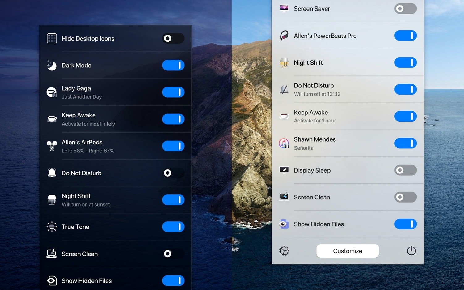 One Switch UI, 4 of 4 One Switch feature view 4