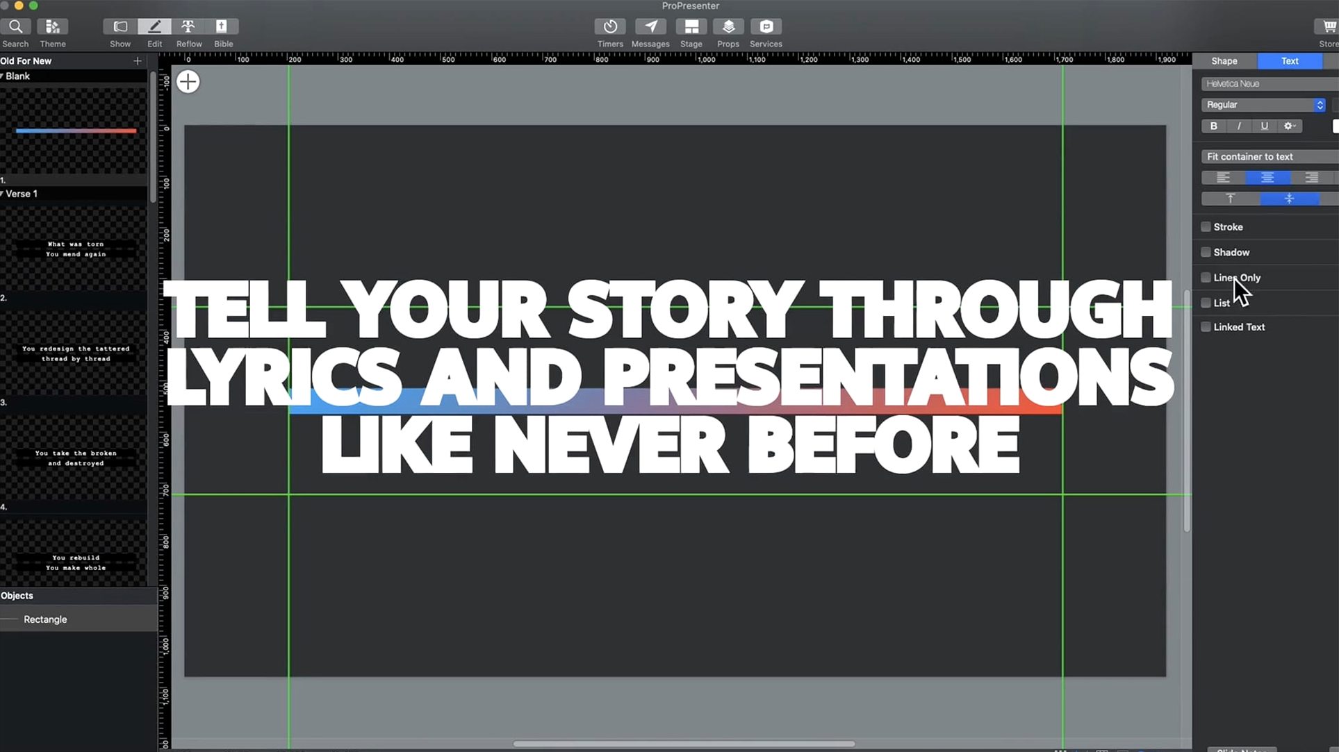 ProPresenter UI, 2 of 4 ProPresenter feature view 2