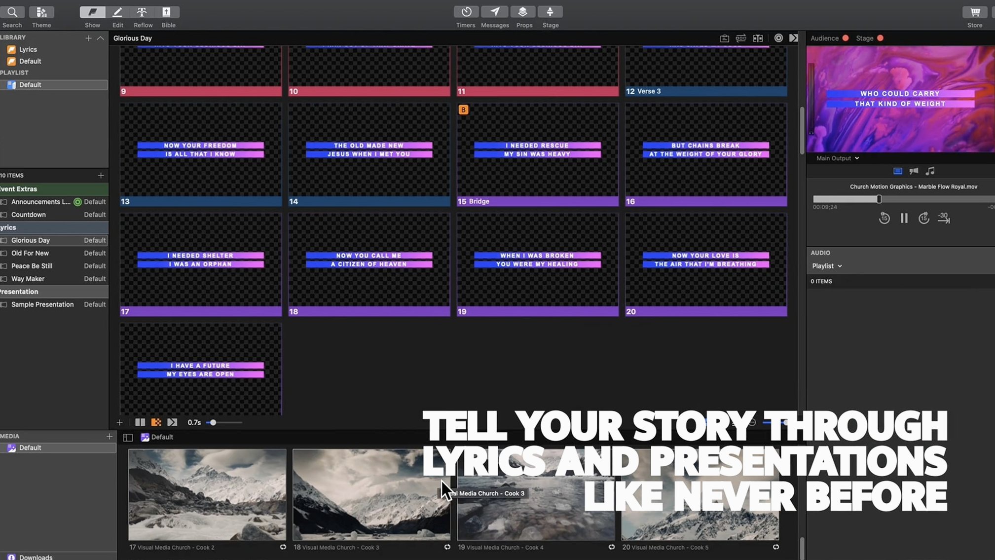 ProPresenter UI, 3 of 4 ProPresenter feature view 3