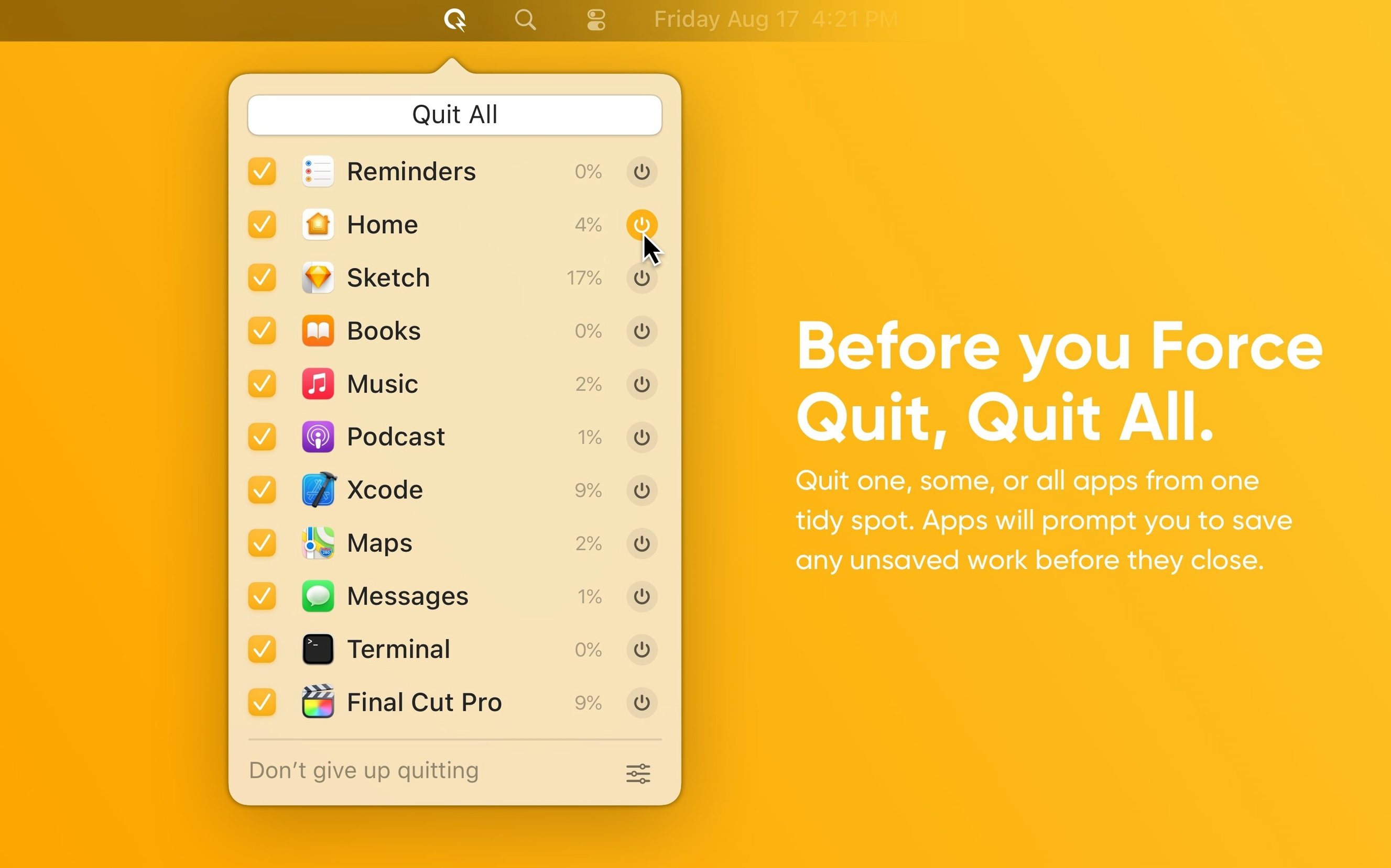 Quit All — look #1 download quit all for mac: dashboard
