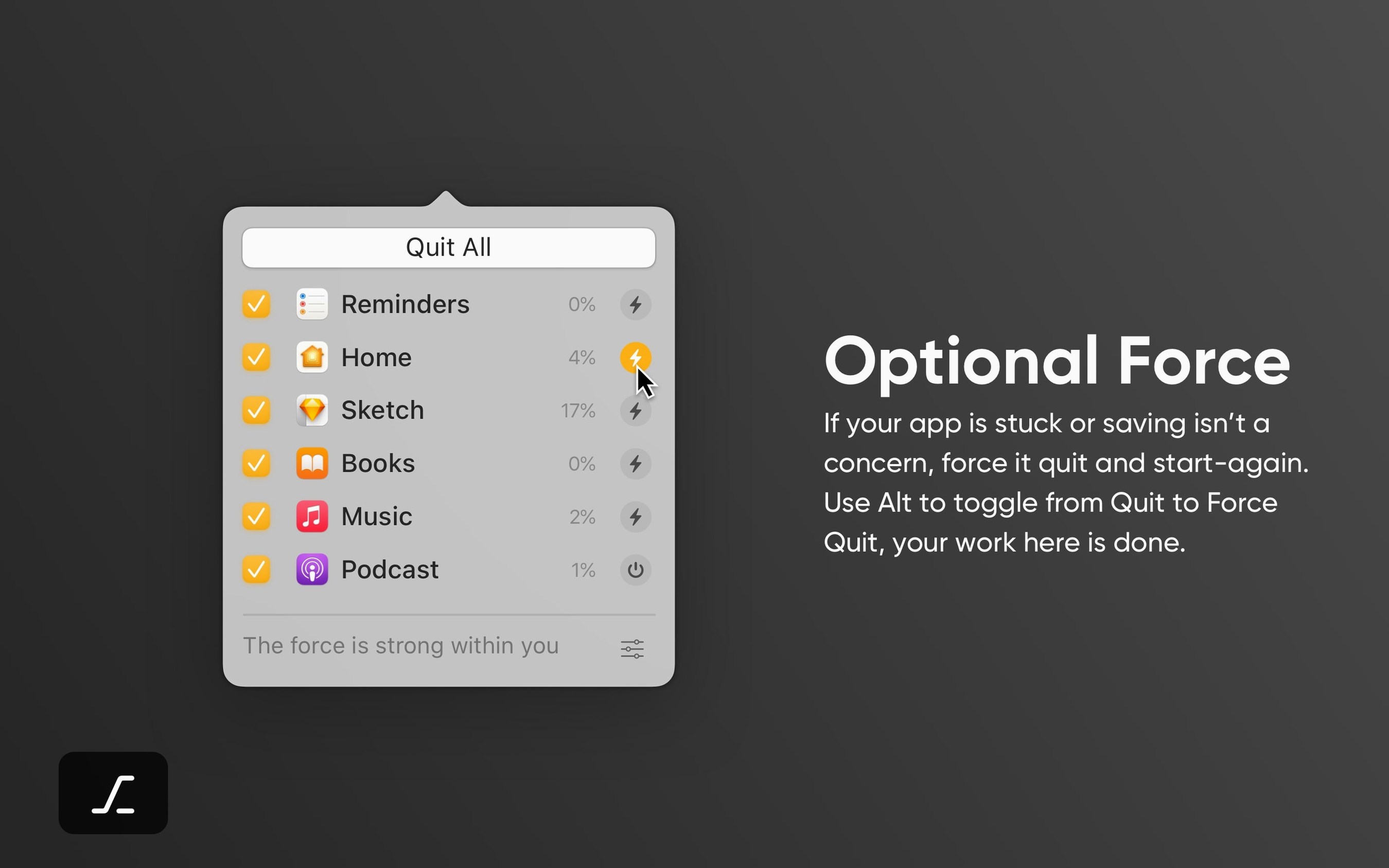 Quit All — look #2 Quit All 1.3.6, screen 2