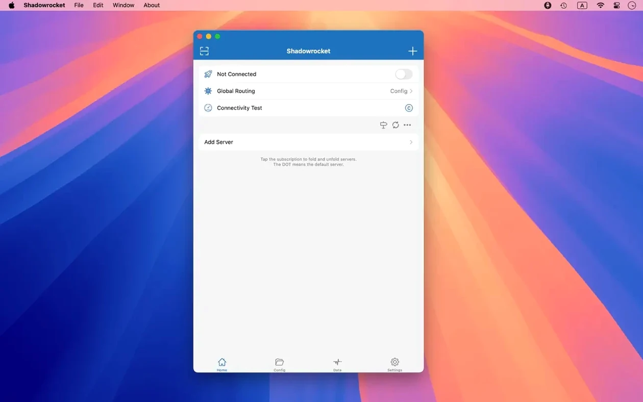 Shadowrocket UI, 1 of 5 shadowrocket macos dmg: dashboard
