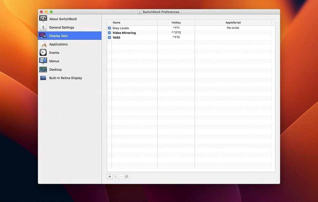 SwitchResX — look #3 SwitchResX 4.14.2, screen 3