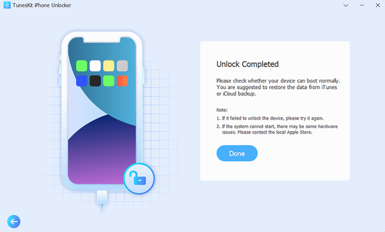 TunesKit iPhone Unlocker UI, 4 of 4 TunesKit iPhone Unlocker feature view 4