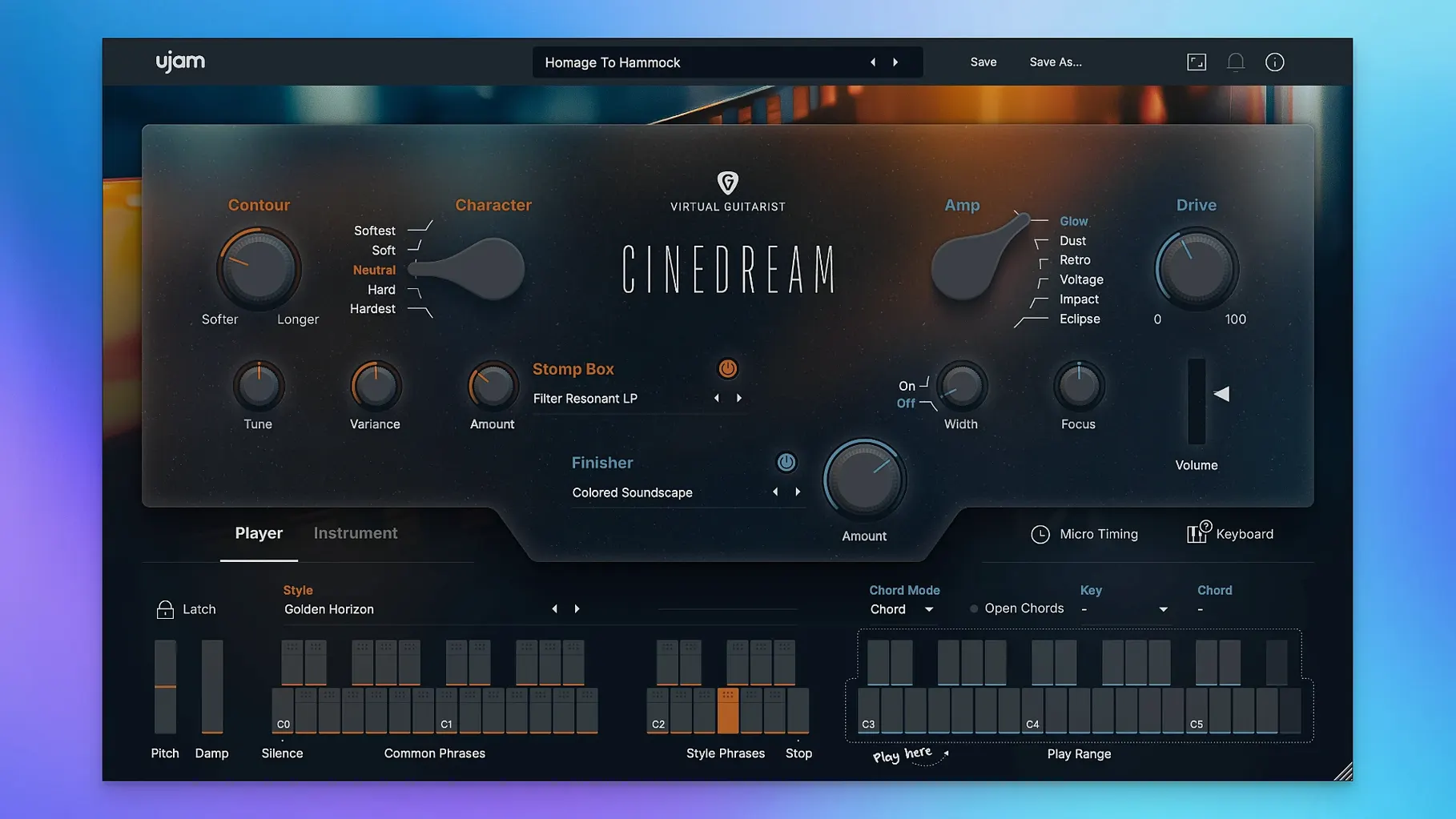 uJAM Cinedream — look #1 cinedream plugin download: dashboard