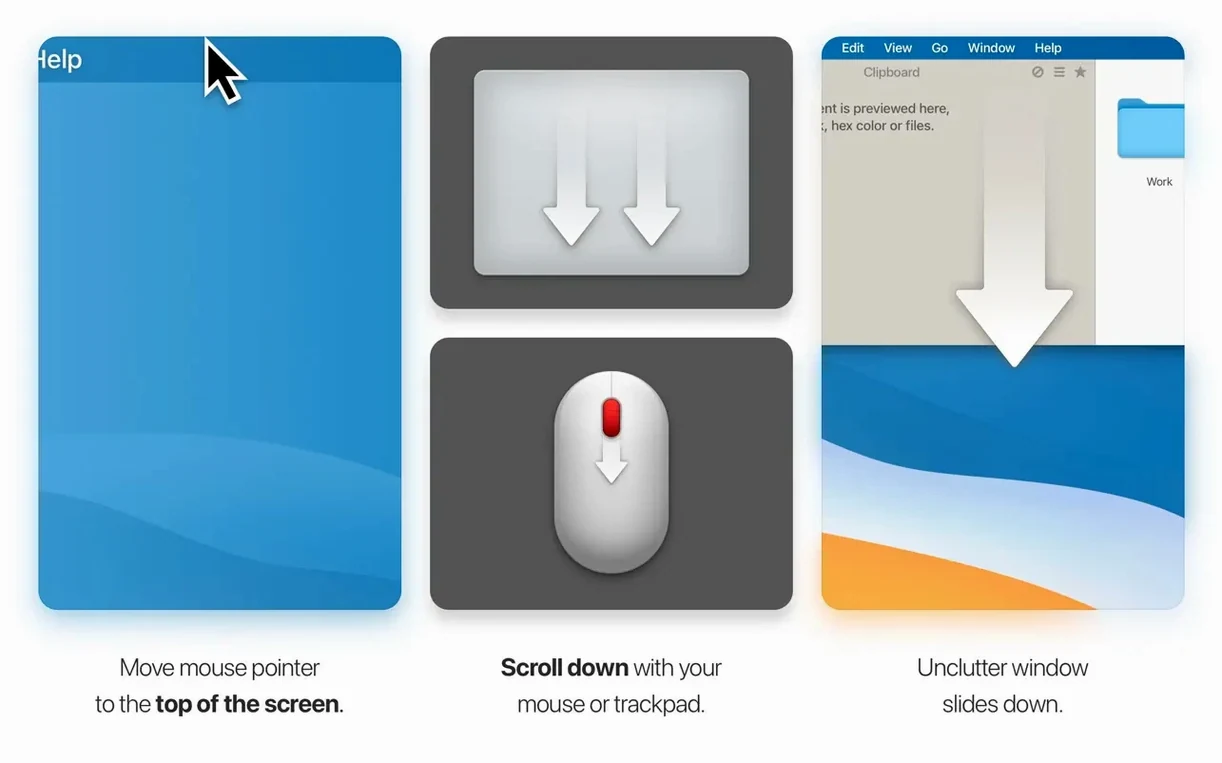 Unclutter UI, 2 of 5 Unclutter feature view 2