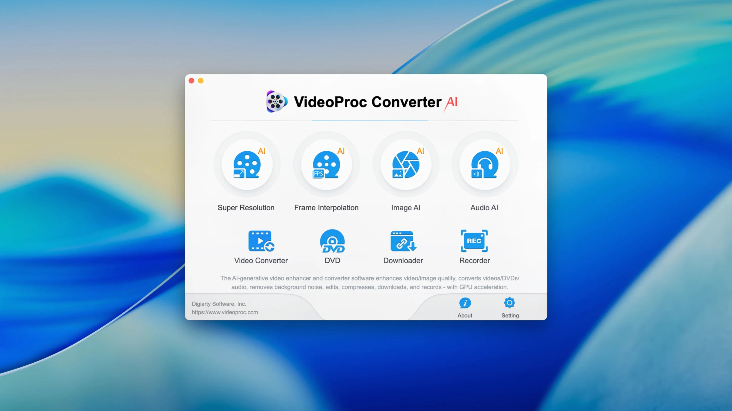 VideoProc Converter AI UI, 1 of 3 videoproc converter ai license key: dashboard